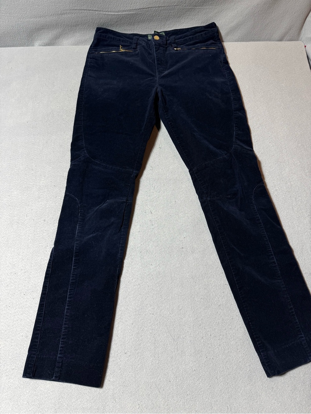Ralph Lauren Women's Navy Straight-Leg Corduroy Jeans Size 10